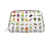 Introduction of Various Vegetables Printed Travel Toiletry Bag, Portable Storage Pouch with Three Interior Slots for Accessories