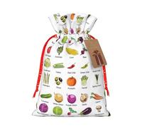 Introduction Of Various Vegetables Printing 1 Pc Christmas Bag With Drawstring For All Adults To Give Presents Halloween