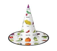 Introduction Of Various Vegetables Printing 2 Pack Halloween Hat Soft Witch Hats For Carnivals Masquerades Space Saving Caps