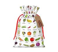 Introduction Of Various Vegetables Printing 4.7x6.9 In Christmas Bag With Drawstring,Ideal For Adults To Wrap Gifts For Christmas Halloween