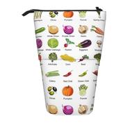 Introduction of Various Vegetables Vertical Retractable Pencil Case Storage Bag Daily Storage for School Office Makeup Bag