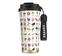 Introduction of Various Vegetables Water Bottle with Straw Lid Stainless Steel Wide Mouth Insulated Leak Proof for Women Black