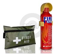 Introductory Offer on 500ml Fire Extinguisher + First Aid Kit. Ideal for Home Kitchen Taxi Caravans Boats Restaurants Workshops and Offices.