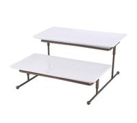 Introti 2 Tiers Serving Platter with Collapsible Sturdier Rack for Party (Brown)