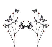 Introti 2Pcs Simulation Flowers Branch Stake Multi Purpose Butterfly Design Planter Ornament Non-Fading Dried Flower Butterflies Decoration for Office & Party Decoration (Deep black Papillon style)