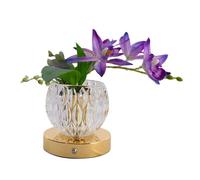 Introti 3-Color Touch Dimming Orchid Glass Night Light Rechargeable Artificial Flower Light Desktop Ambient Lights for Living Room Dining Room Bedroom Festival Home