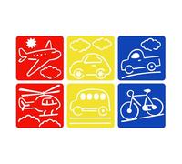 Introti 6Pcs Creative Tracing Boards Reusable Ruler Stencils Drafting Tools Set DIY Colored Painting Templates for Kids Children Drawing Crafts School Stationery