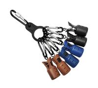 Introti 6Pcs Webfoot Octopus Hooks Cover with Carabiner Cuttlefish Umbrella Lure Cap Anti-Scratch Wood Shrimp Tail Hook Protector Outdoor Camping Fishing Tools (M4)