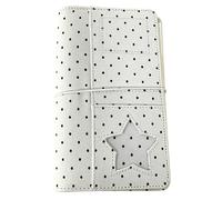 Introti A6 Retro White Polka Dots Pocket Size DIY PU Clip-on Notebook Leather-Look for Students Commuting School Traveling Works Use