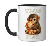 Introti Baby Macaque Monkey Hugging Plush Ceramic Mug Cute Monkey Coffee Cup Drinkware for Office Home Gift for Animal Lovers Women Men
