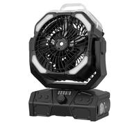 Introti Camping Fan with LED Light & Misting Function - 30000mAh Rechargeable Battery Operated, with Hanging Hook - Outdoor Tent Cooling Fan for Home, Office, Car RV, Garden, Travel, Beach