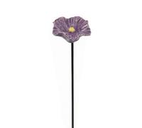 Introti Ceramic Flower Design Bee Watering Station with Ground Stakes Mini Pollinator Water Feeder Easy To Install Bird Baths for Lawn Yard Patio Outdoor Decor (Purple)