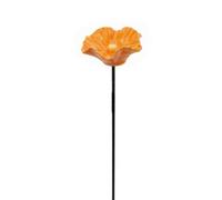 Introti Ceramic Flower Design Bee Watering Station with Ground Stakes Mini Pollinator Water Feeder Easy To Install Bird Baths for Lawn Yard Patio Outdoor Decor (Orange)