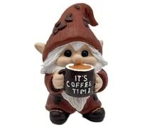 Introti Coffee Gnome Figurine Decoration Resin Cute Coffee Time Themed Gnome Statue Dwarf Figurine Suitable for Home Decor Kitchen Living Room