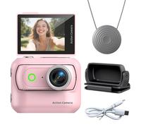 Introti Compact Panoramic Action Camera Anti-Shake WiFi Mini Sports Camera 2.0in Flip Screen with Magnetic Neck Strap for First-person View Shooting