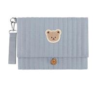 Introti Cute Bear Embroidery Mini Travel Diaper Bag Organizer, Waterproof Diaper Pouch with Stroller Attachment & Wipes Pocket, Multiple Pockets Baby Storage Bag for Mom Travel Daily Use