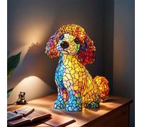 Introti Dog Lamp, Stained Resin Dog Series Art Night Light, Cute Pet Dogs Themed LED Table Lamps Animals Sculpture Ambient Nightlight for Bedroom and Living Room Decoration