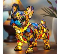 Introti Dog Lamp, Stained Resin Dog Series Art Night Light, Cute Pet Dogs Themed LED Table Lamps Animals Sculpture Ambient Nightlight for Bedroom and Living Room Decoration