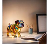 Introti Dog Lamp, Stained Resin Dog Series Art Night Light, Cute Pet Dogs Themed LED Table Lamps Animals Sculpture Ambient Nightlight for Bedroom and Living Room Decoration