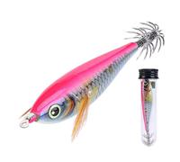 Introti Fishing Squid Jigs Cuttlefish Lures with 3D Holographic Eyes & Treble Hook Luminous Shrimp Prawn Sleeve Jig Hooks Slow-Sinking Sea Fishing Hard Lure for Octopus