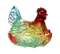 Introti Hen on Nest Glass Candy Dish with Lid Crystal Cookie Jar & Snack Dish (Multicolor)