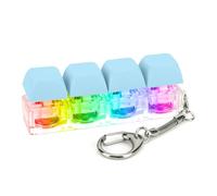 Introti Keyboard Fidget Keychain 4 Keys Keyboard Decompression with LED Light Keyboard Clicker DIY Mechanical Key for Adult To Relief Stress Pass The Time
