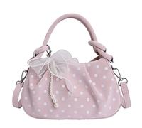 Introti Polka Dot Print Bow Decor Crossbody Bag Cute Kawaii Style Small Purse with Adjustable Shoulder Strap for Girl Women Beach Pool Travel & Shopping
