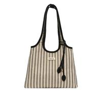 Introti PU Leather Striped Reusable Shopping Tote Large Capacity Shoulder Aesthetic Simple Lightweight Gift for Women Girl Her