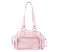 Introti PU Leather Women Kawaii Leisure Itabag Large Capacity Polka Dot Anime Crossbody Bag Adjustable Straps Stylish Dot Design Tote Handbag Travel Date Work Handbags (Pink)