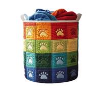 Introti Quilted Laundry Basket with Handle Boho Fabric Floral Storage Hamper Lightweight Clothes Storage Bucket for Nursery Bedroom Laundrys Room