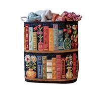 Introti Quilted Laundry Basket with Handle Boho Fabric Floral Storage Hamper Lightweight Clothes Storage Bucket for Nursery Bedroom Laundrys Room