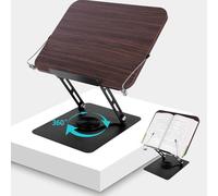 Introti Reading Book Stand Foldable Book Stand 360 Degree Rotating Wood Cookbook Holder Height Adjustable Presentation Stand for Cookbook Textbook