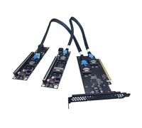 Introti SlimSAS 4.0 PCIe Split Complete Kit SFF-8654 8i External GPU Adapter with Two Riser Cards Two 75cm Cable One PCIe 16X Backplanes for Dual Graphics Card Expansion