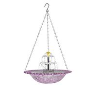 Introti Solar Hanging Hummingbird Bird Bath Fountain with Glass Bowl, Outdoor Cascade Water Feature for Wild Birds, Solar Pump Feeder for Garden, Patio, Lawn