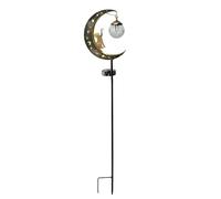 Introti Solar Powered Half Moon LED Pathway Decor IP45 Waterproof Crackle Hanging Glass Globe Ball Built-in Solar Panel for Terraces Lawns Courtyards Walkways Porches (cat)