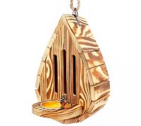 Introti Teardrop-Shaped Butterfly House with Rope Wooden Butterfly Habitat & Feeder 2In1 Hangable Decorative Nesting Box for Garden Patio Balcony Backyard