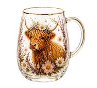 Introti Vintage Botanical Drinking Cup Multi Purpose Aesthetic Garden Inspired Tumbler Reusable Gold Rimmed Embossed Tea Cups for Tea Room Decoration (#6
