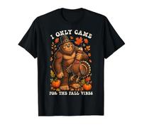 Introvert Bigfoot Thanksgiving I Came for The Fall Vibes Value Graphic T-Shirt, Men, Black, L