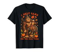 Introvert Bigfoot Thanksgiving I Came for The Fall Vibes Value Graphic T-Shirt, Men, Black, L