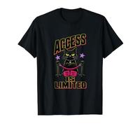 Introvert Black Cat Access is Limited Humor Value Graphic T-Shirt, Men, Black, M