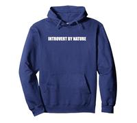 Introvert By Nature Pullover Hoodie, Adult Unisex, Navy, M