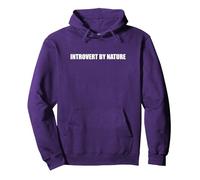 Introvert By Nature Pullover Hoodie, Adult Unisex, Purple, L