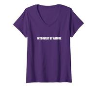 Introvert by Nature V-Neck T-Shirt, Women, Purple, XXL