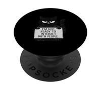 Introvert Cat I'm Not Ready To Interact People Funny PopSockets Adhesive PopGrip
