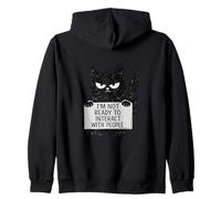 Introvert Cat I'm Not Ready To Interact People Funny Zip Hoodie