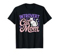Introvert Cat Mom Vintage Retro Warm Sunset Illustration T-Shirt