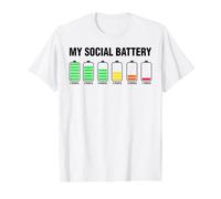 Introvert Cute My Social Battery Value Graphic T-Shirt, Men, White, S