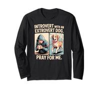 Introvert Dog Owner Extrovert Dog Funny Comic Long Sleeve T-Shirt