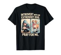 Introvert Dog Owner Extrovert Dog Funny Comic T-Shirt