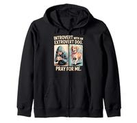 Introvert Dog Owner Extrovert Dog Funny Comic Zip Hoodie